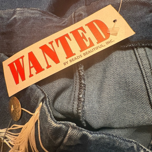 Vintage Midi Apache Denim Jean Skirt Ombre Fringe NWT Wanted Brand - Picture 6 of 6